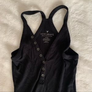 American Eagle Black Button Detail Bodysuit S